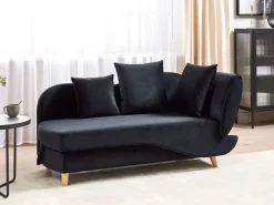 Højrevendt chaiselong MERI Velour Sort med opbevaring