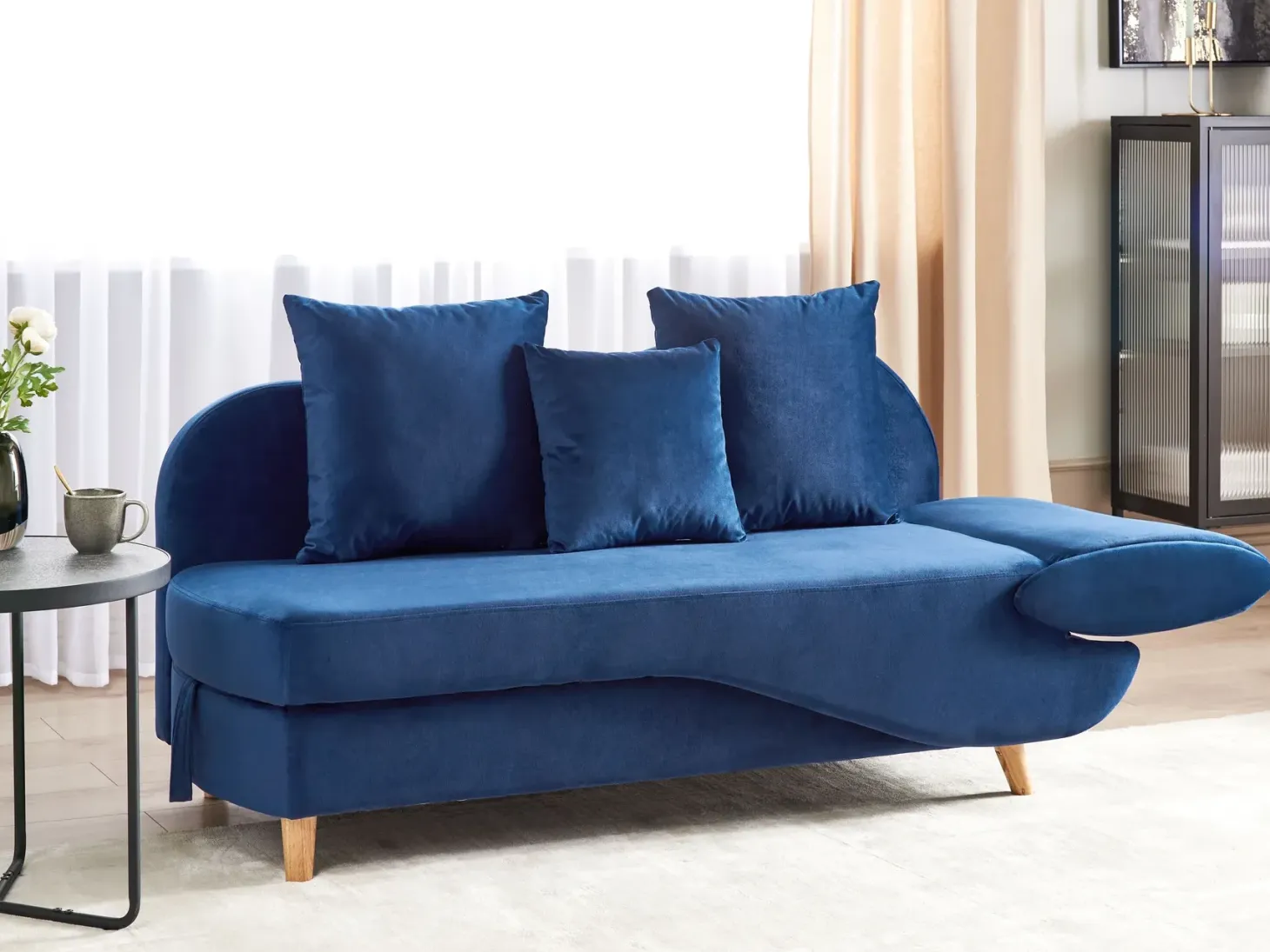 Højrevendt chaiselong MERI Velour Navy Blå med opbevaring