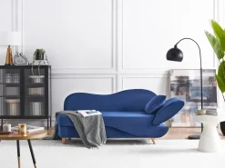 Højrevendt chaiselong MERI Velour Navy Blå med opbevaring