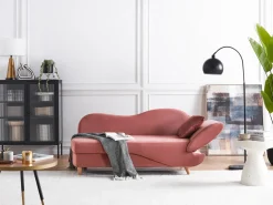 Højrevendt chaiselong MERI Velour Lyserød med opbevaring