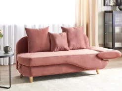 Højrevendt chaiselong MERI Velour Lyserød med opbevaring