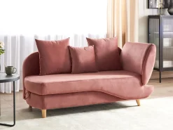 Højrevendt chaiselong MERI Velour Lyserød med opbevaring