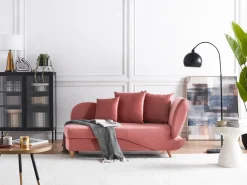 Højrevendt chaiselong MERI Velour Lyserød med opbevaring