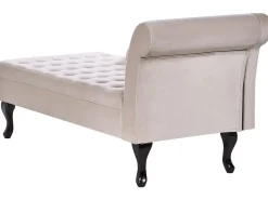 Højrevendt chaiselong PESSAC Velour Lys Beige med opbevaring