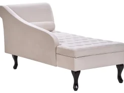 Højrevendt chaiselong PESSAC Velour Lys Beige med opbevaring