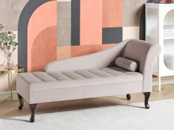 Højrevendt chaiselong PESSAC Velour Lys Beige med opbevaring