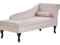 Højrevendt chaiselong PESSAC Velour Lys Beige med opbevaring