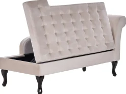 Højrevendt chaiselong PESSAC Velour Lys Beige med opbevaring
