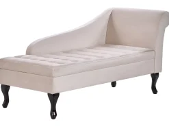 Højrevendt chaiselong PESSAC Velour Lys Beige med opbevaring