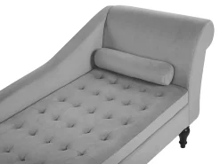 Højrevendt chaiselong PESSAC Velour Lysegrå med opbevaring