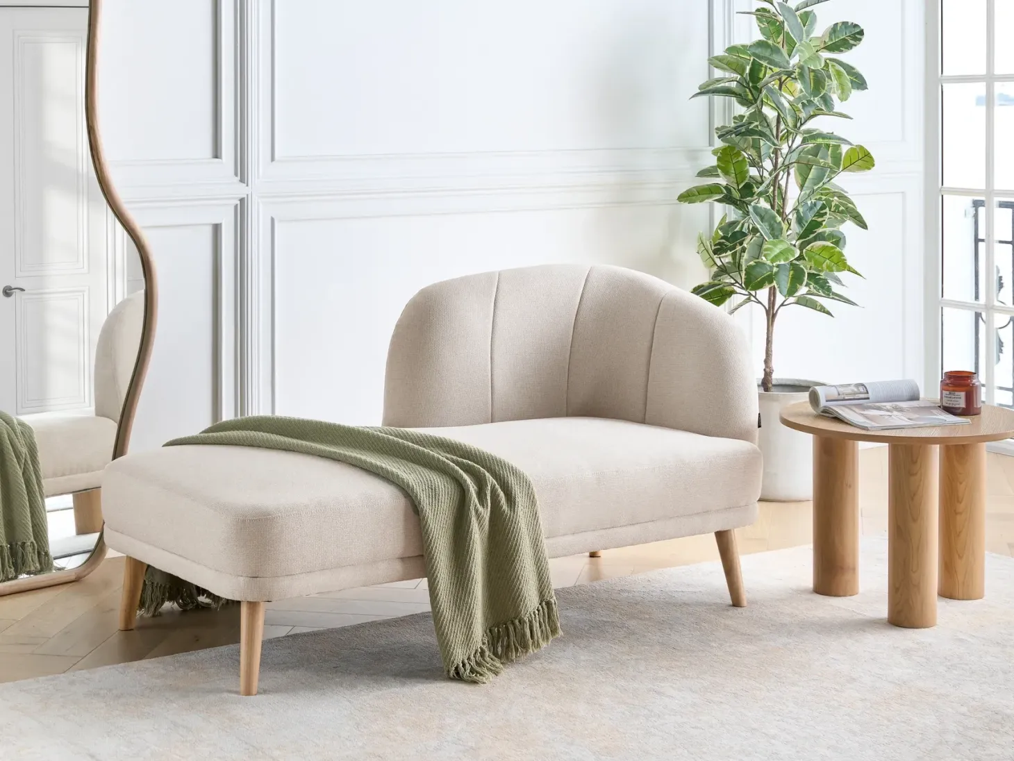 Højrevendt chaiselong TANLAY Lys Beige
