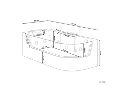 Hjørne-boblebad med LED ACUARIO Højrevendt 170 x 80 cm Hvid