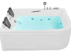 Hjørne-boblebad med LED BAYAMO Højrevendt 170 x 120 cm Hvid