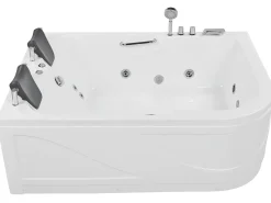 Hjørne-boblebad med LED BAYAMO Højrevendt 170 x 120 cm Hvid