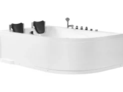 Hjørne-boblebad med LED CALAMA Højrevendt 180 x 120 cm Hvid