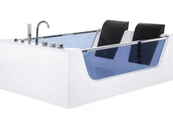 Hjørne-boblebad med LED CURACAO 180 x 120 cm Hvid