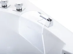 Hjørne-boblebad med LED FUERTE 175 x 85 cm Hvid