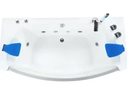 Hjørne-boblebad med LED FUERTE 175 x 85 cm Hvid