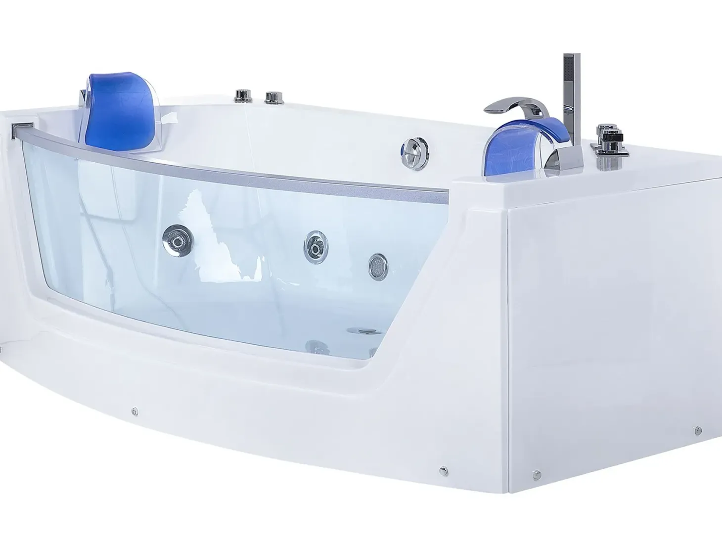 Hjørne-boblebad med LED FUERTE 175 x 85 cm Hvid