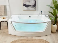 Hjørne-boblebad med LED FUERTE 175 x 85 cm Hvid