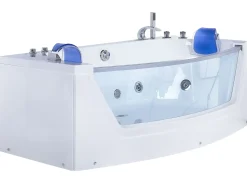Hjørne-boblebad med LED FUERTE 175 x 85 cm Hvid
