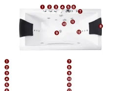 Hjørne-boblebad med LED HAWES 180 x 90 cm Hvid