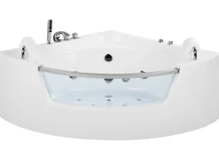 Hjørne-boblebad med LED MANGLE 201 x 150 cm Hvid