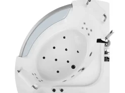 Hjørne-boblebad med LED MANGLE 201 x 150 cm Hvid