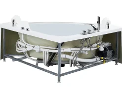 Hjørne-boblebad med LED MANGLE 201 x 150 cm Hvid
