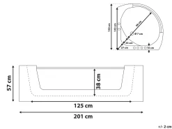 Hjørne-boblebad med LED MANGLE 201 x 150 cm Hvid