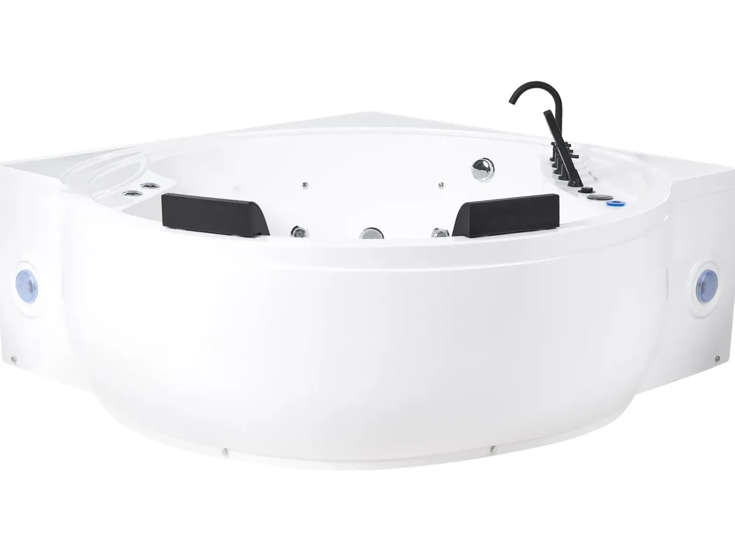 Hjørne-boblebad med LED MANRESA Med indbygget Bluetooth-højttaler 225 x 160 cm Hvid