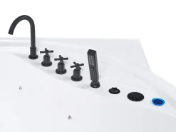 Hjørne-boblebad med LED MANRESA Med indbygget Bluetooth-højttaler 225 x 160 cm Hvid