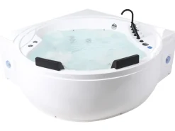 Hjørne-boblebad med LED MANRESA Med indbygget Bluetooth-højttaler 225 x 160 cm Hvid