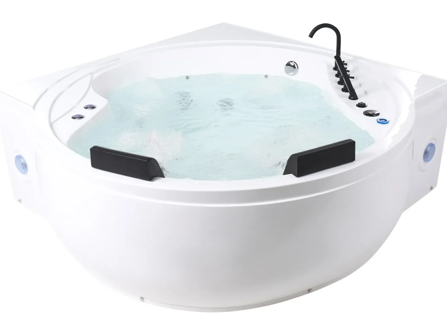 Hjørne-boblebad med LED MANRESA Med indbygget Bluetooth-højttaler 225 x 160 cm Hvid