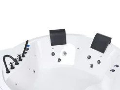 Hjørne-boblebad med LED MANRESA Med indbygget Bluetooth-højttaler 225 x 160 cm Hvid