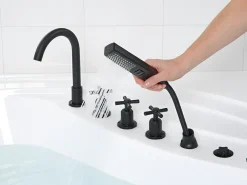 Hjørne-boblebad med LED MANRESA Med indbygget Bluetooth-højttaler 225 x 160 cm Hvid