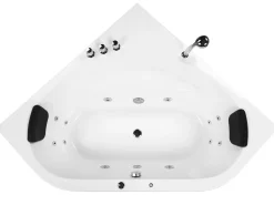Hjørne-boblebad med LED MEVES 140 x 140 cm Hvid