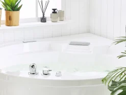 Hjørne-boblebad med LED MILANO Med indbygget Bluetooth-højttaler 181 x 150 cm Hvid