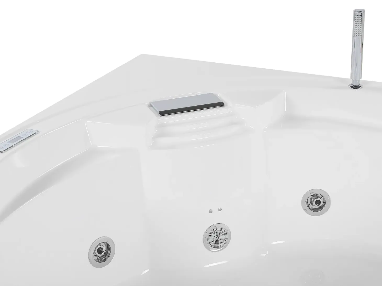 Hjørne-boblebad med LED MILANO Med indbygget Bluetooth-højttaler 181 x 150 cm Hvid