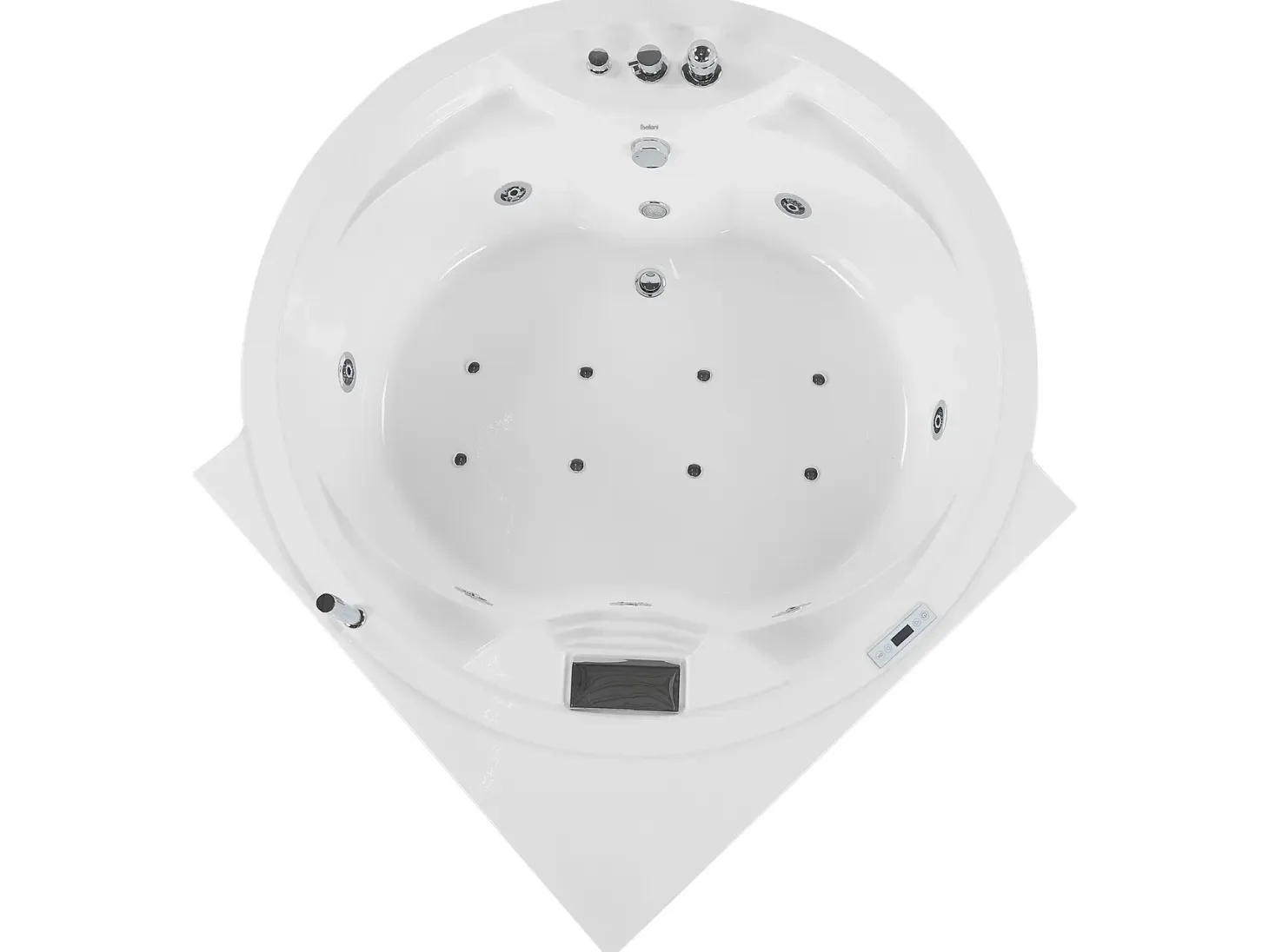 Hjørne-boblebad med LED MILANO Med indbygget Bluetooth-højttaler 181 x 150 cm Hvid