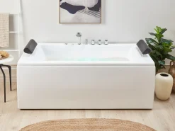 Hjørne-boblebad med LED MONTEGO 172 x 83 cm Hvid
