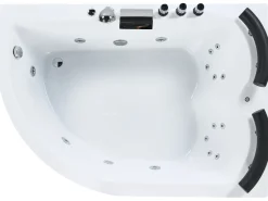 Hjørne-boblebad med LED PARADISO Venstrevendt 158 x 113 cm Hvid