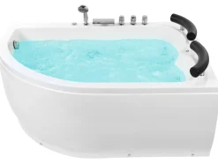 Hjørne-boblebad med LED PARADISO Venstrevendt 158 x 113 cm Hvid