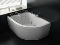 Hjørne-boblebad med LED PARADISO Højrevendt 158 x 113 cm Hvid