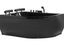 Hjørne-boblebad med LED PARADISO Højrevendt 158 x 113 cm Sort