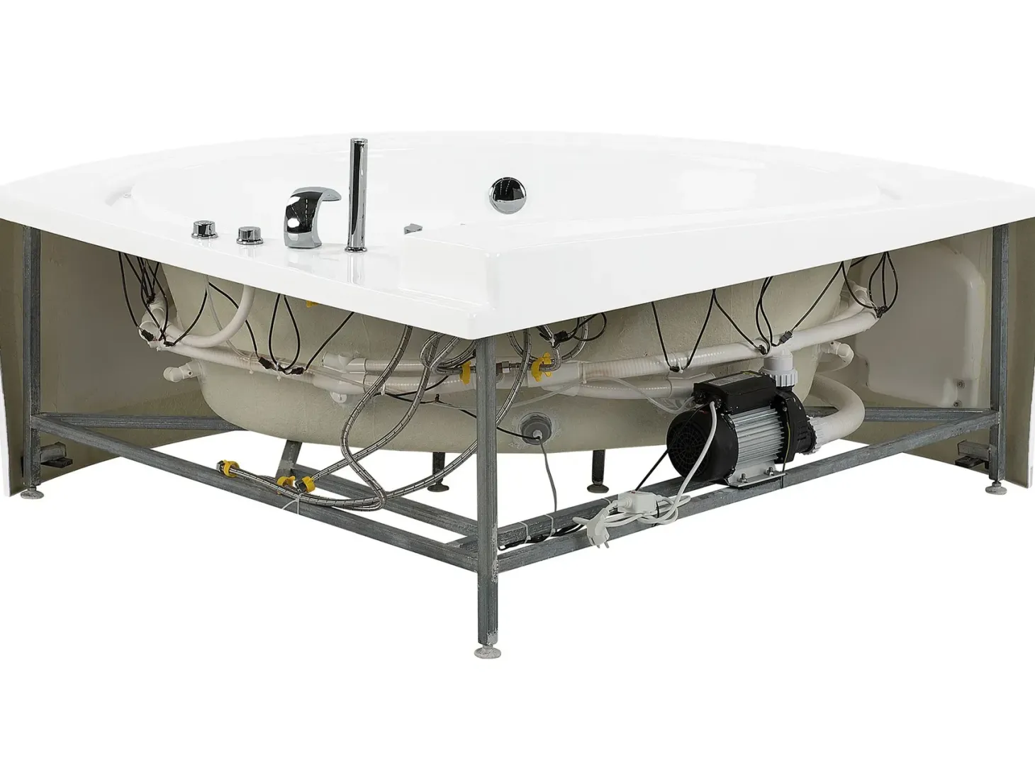 Hjørne-boblebad med LED PELICAN 206 x 165 cm Hvid