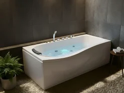 Hjørne-boblebad med LED POZUELOS 170 x 90 cm Hvid