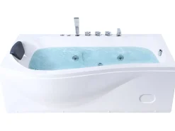 Hjørne-boblebad med LED POZUELOS 170 x 90 cm Hvid