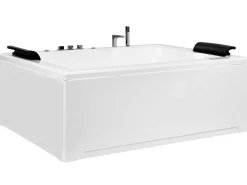 Hjørne-boblebad med LED SALAMANCA 183 x 142 cm Hvid