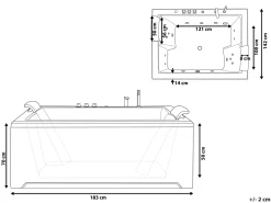 Hjørne-boblebad med LED SALAMANCA 183 x 142 cm Hvid